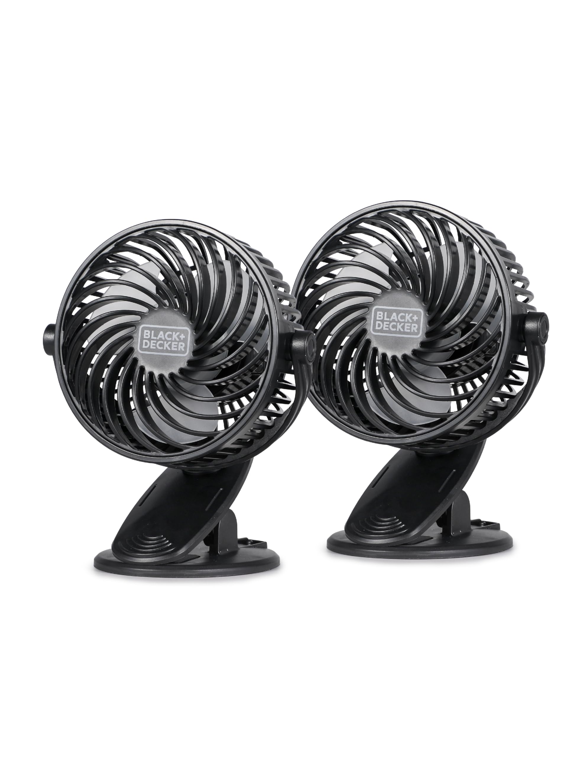 BLACK+DECKER 4" Convertible Cooling Fan Clip Fan and Standing Fan for Home or Office Portable Fan for Tabletop with 3 Speed Settings and Adjustable Tilt Angle Desk Fan 2-Pack Black